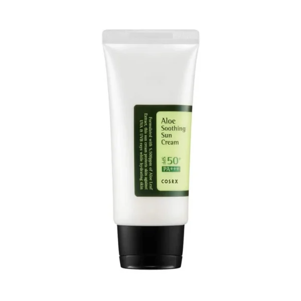 COSRX Aloe Soothing Sun Cream – Apsauginis kremas nuo saulės su alaviju