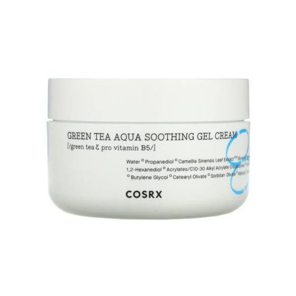 COSRX Hydrium Green Tea Aqua Soothing Gel Cream – Gelinis veido kremas su žaliąja arbata