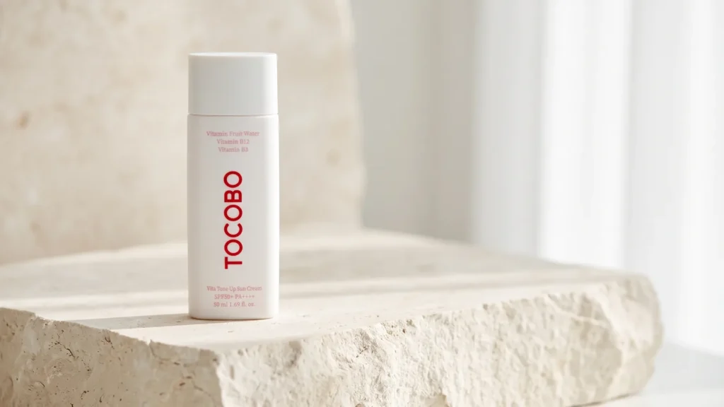 Tocobo Vita Tone Up Sun Cream SPF50+ tonizuojantis apsauginis kremas nuo saulės – Tocobo produktai (korėjietiška kosmetika)