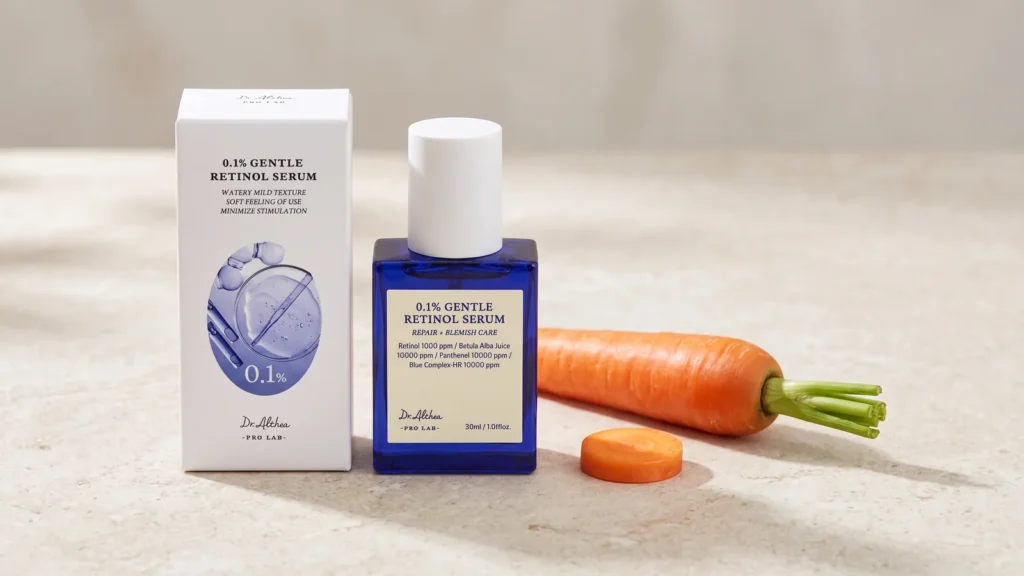 DR. ALTHEA 0.1% Gentle Retinol Serum veido serumas – Kaip kovoti su akne (korėjietiška kosmetika)