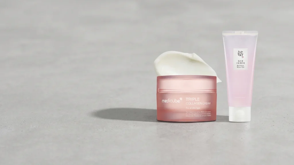 MEDICUBE Triple Collagen Cream 4.0 veido kremas ir Beauty of Joseon Red Bean Water Gel gelinis veido kremas – K-Pop stilius kasdien (korėjietiška kosmetika)