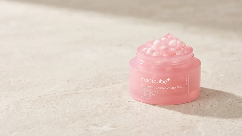 MEDICUBE PDRN Pink Collagen Capsule Cream veido kremas – Odos priežiūra žiemą (korėjietiška kosmetika)