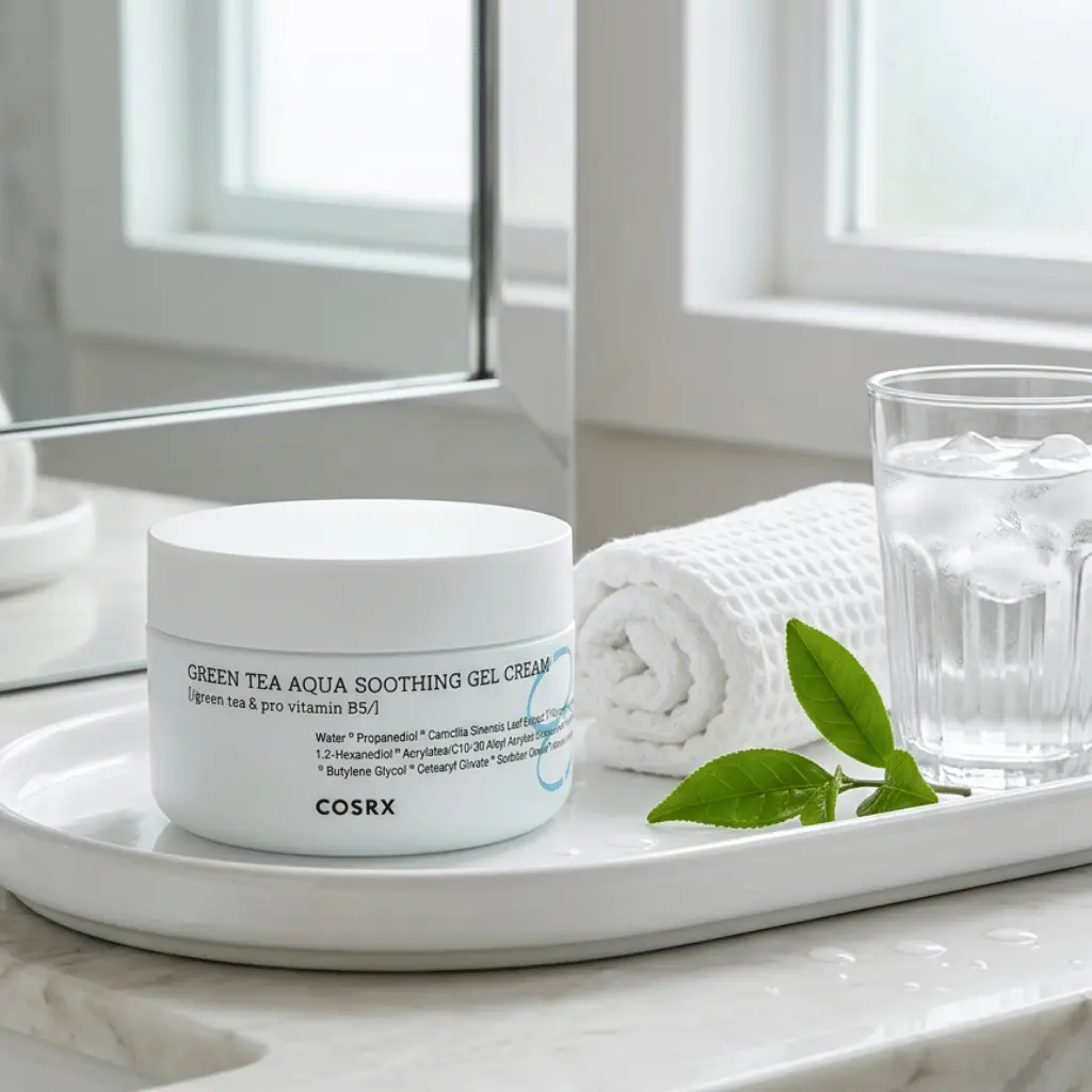 COSRX Hydrium Green Tea Aqua Soothing Gel Cream gelinis veido kremas