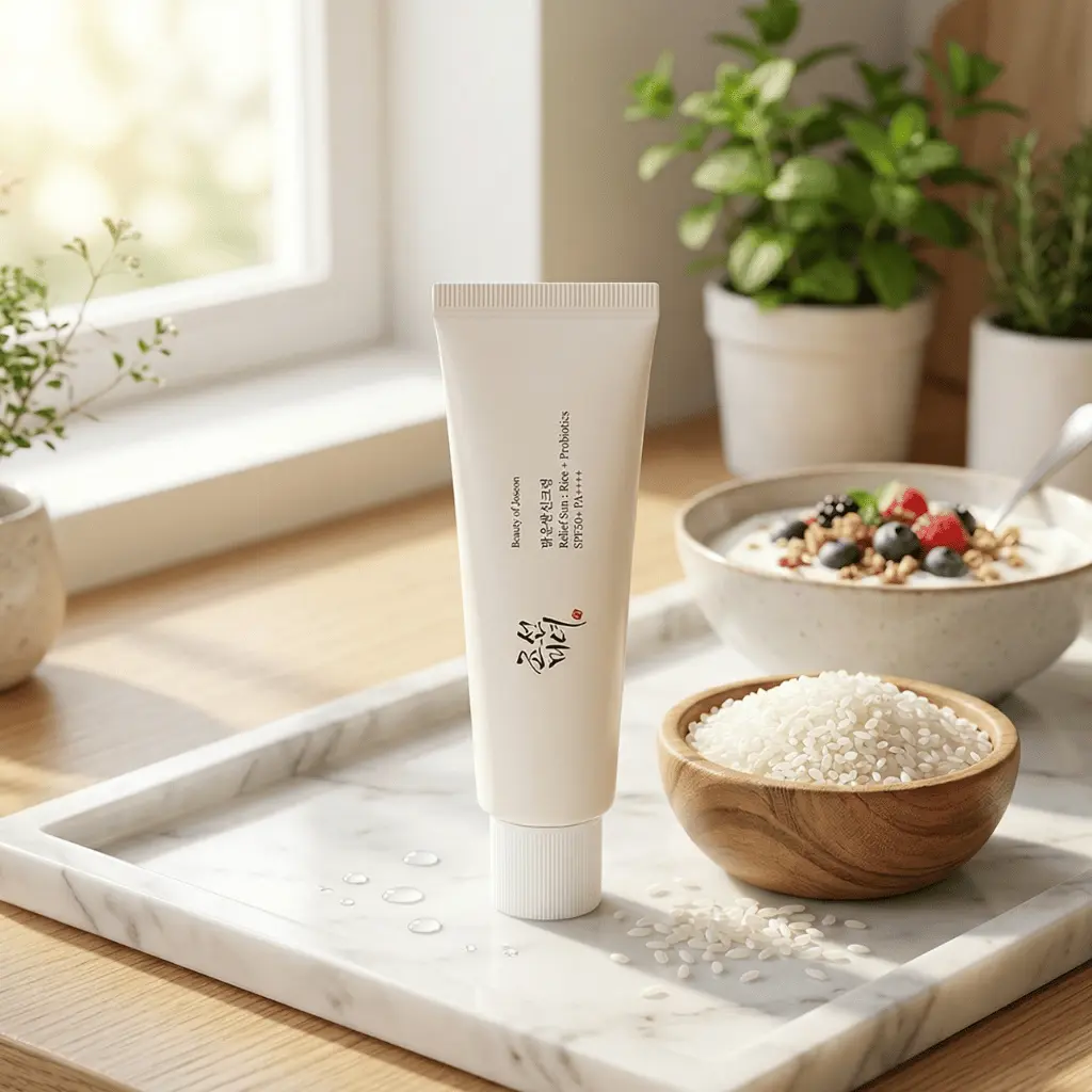 BEAUTY OF JOSEON Relief Sun Rice & Probiotics SPF 50 kremas nuo saulės