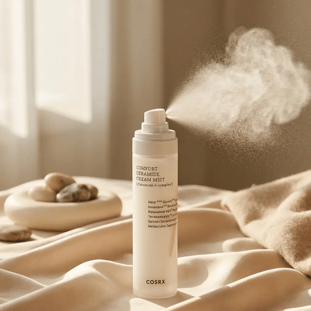 COSRX Balancium Comfort Ceramide Cream Mist veido dulksna su keramidais