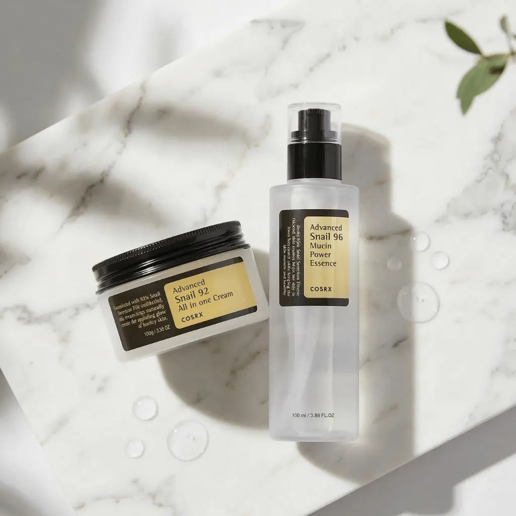 COSRX Advanced Snail 96 esencijos ir Snail 92 kremo derinys