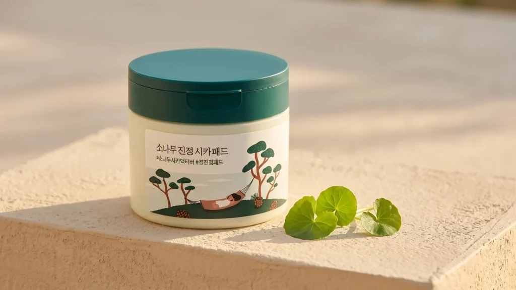 ROUND LAB Pine Calming Cica Pad veido padeliai – Cica ar ceramidai barjerui (korėjietiška kosmetika)