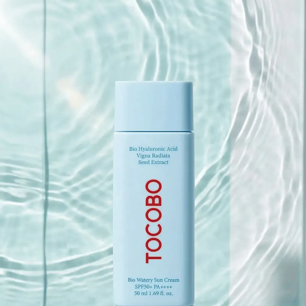 Tocobo Bio Watery Sun Cream suteikia veidui dewy švytėjimo efektą