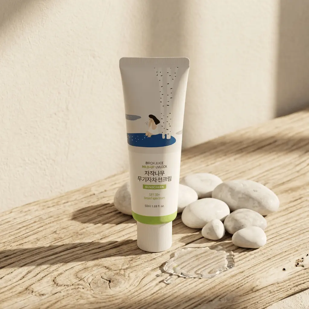 Round Lab Birch Juice Moisturizing Mild Up Sunscreen mineralinis SPF