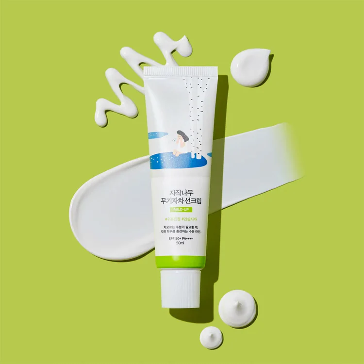 ROUND LAB Birch Juice Moisturizing Mild Up Sunscreen apsauginis kremas nuo saulės