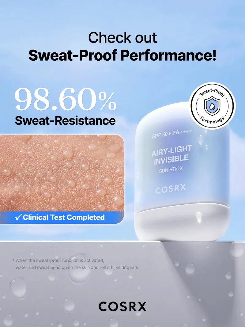 COSRX Airy-Light Invisible Sun Stick pieštukinė apsauga