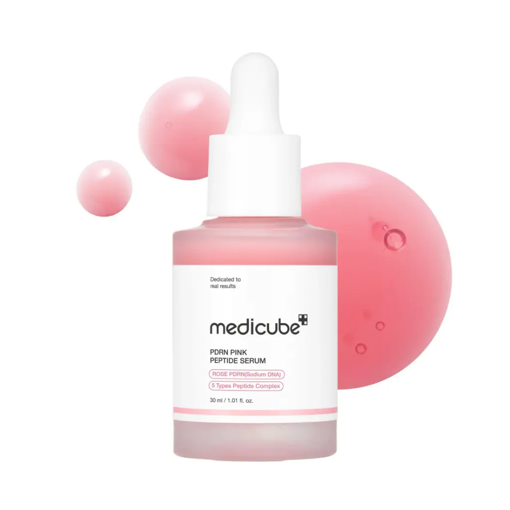 Medicube PDRN Pink Peptide Serum technologinis serumas be kvapiklių