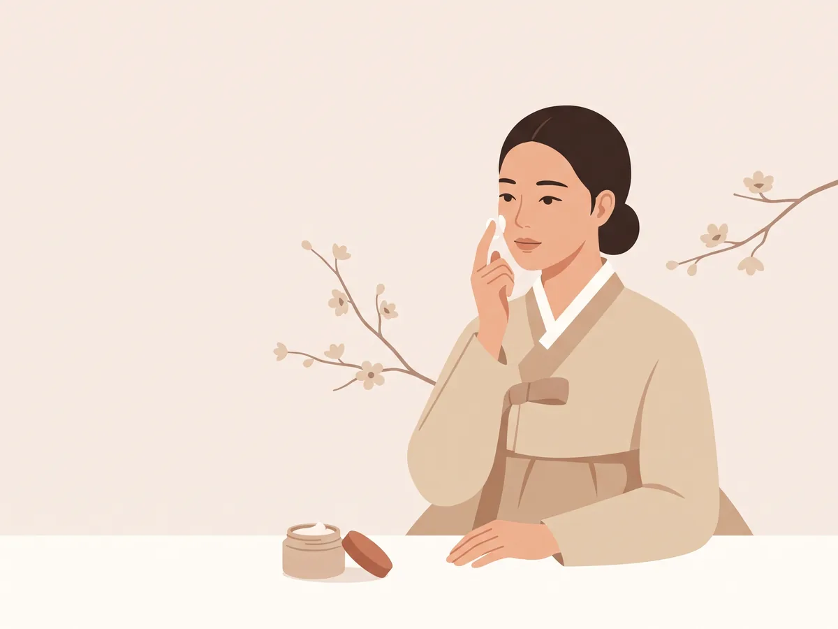 Iliustracija: moteris su hanbok tepasi kremą – Retinolis: kas tai, kaip veikia ir nuo ko pradėti