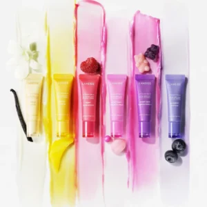 LANEIGE Lip Glowy Balm lūpų balzamo atspalviai su tekstūromis